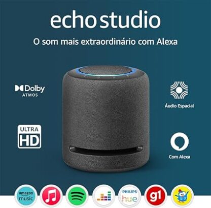 Echo Studio | O som mais extraordinário com Alexa - com Dolby Atmos e tecnologia de processamento de áudio espacial | Cor preta