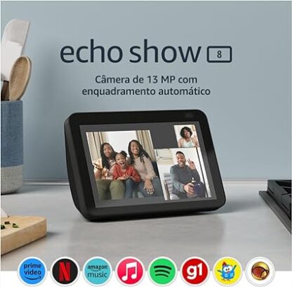 Echo Show 8 (2ª Geração): Tela Inteligente HD de 8" com Alexa e câmera de 13 MP - Cor Preta