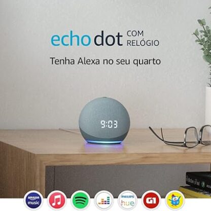 Echo Dot (4ª geração): Smart Speaker com Relógio e Alexa | Música, informação e Casa Inteligente - Cor Azul