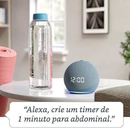 Echo Dot (4ª geração): Smart Speaker com Relógio e Alexa | Música, informação e Casa Inteligente - Cor Azul - Image 4